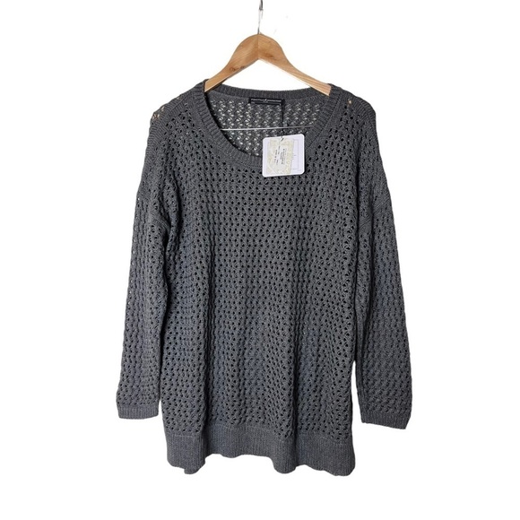 NWT Peruvian Connection Coastline Pewter Pullover Sweater Open Knit M - Picture 1 of 6